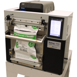 Print, package, and seal poly mailer on a Rollbag R785
