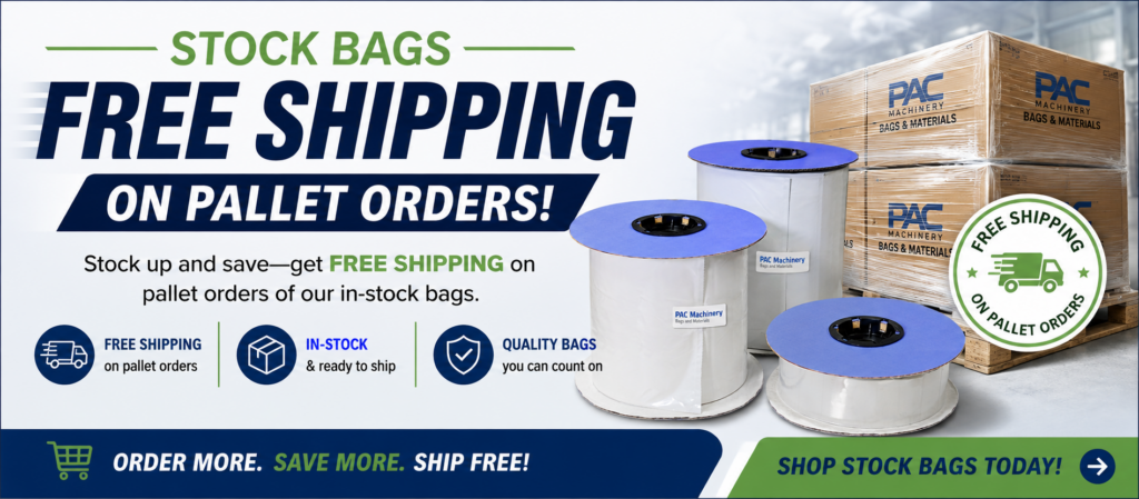 Free shipping on pallets of stock bags
