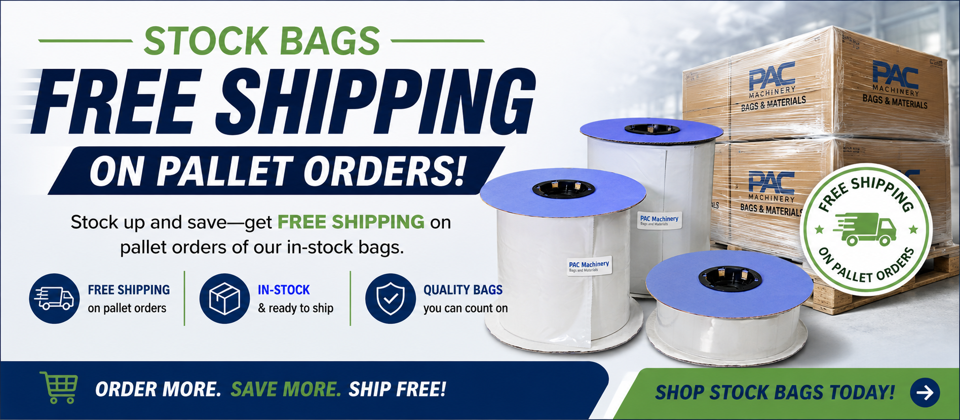 web banner free shipping on pallets stock bags